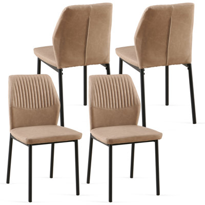 PU Leather Dining Chairs Set Of 4, Beige