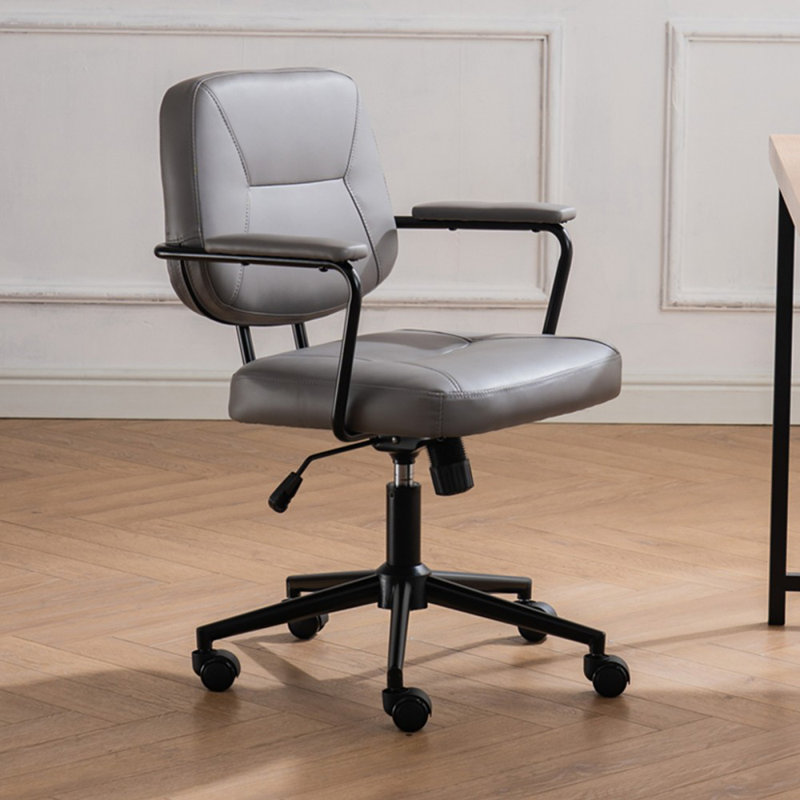 Black Hight adjustable Microfiber Leather + Steel Office Chair, Gray