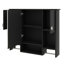 Armoire de rangement pour salle de bain au-dessus de la toilette, 35 po x 28 po, fixée au mur avec porte en miroir, tablette ouverte, compartiment latéral et barre à serviettes