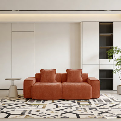 Causeuse en velours avec deux coussins