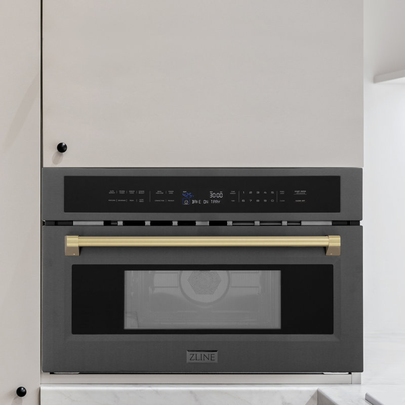 29.75" 1.6 cu ft. 1000 - Watt Convection Built-In Microwave with Sensor Cooking in Black Stainless Steel, Champagne Bronze