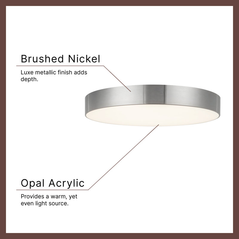 Musa 11-in Black dimmable LED Flush Mount, Nickel