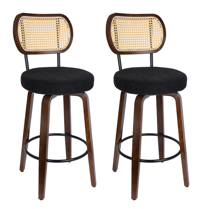 Bar Stools Swivel Counter Stools (Set of 2), Black