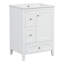 "Meuble-lavabo de 24 pouces avec rangement, tablette réglable, panneau de fibres à densité moyenne et bois d'hévéa, cloisons amovibles, finition blanc brillant"-307565538