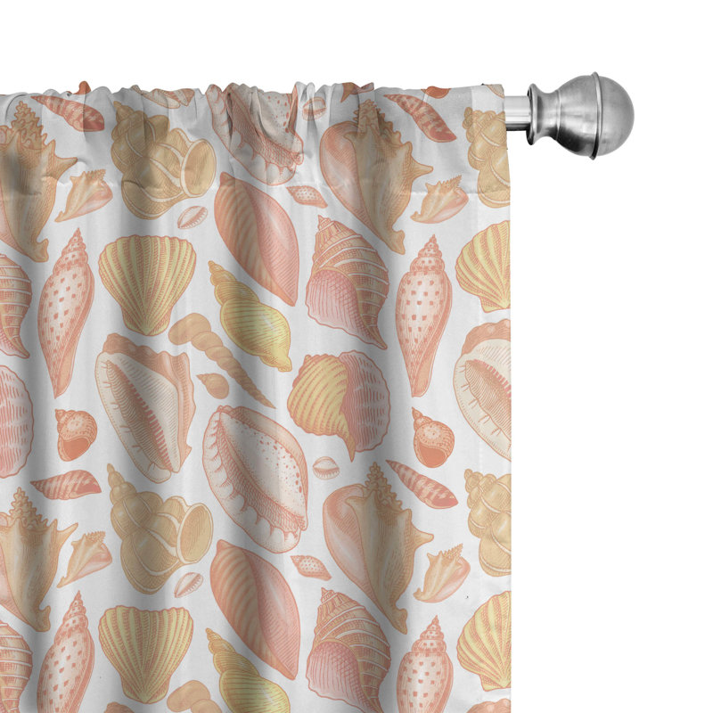Shells Semi-Sheer Rod Pocket Curtain Panels, 28" x 63"