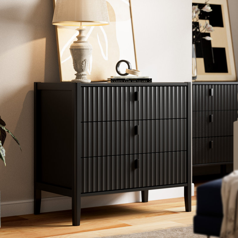 3 - Drawer Dresser, 31.5" W, Black