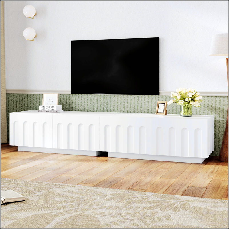 Meuble télé élégant au design arqué, Blanc