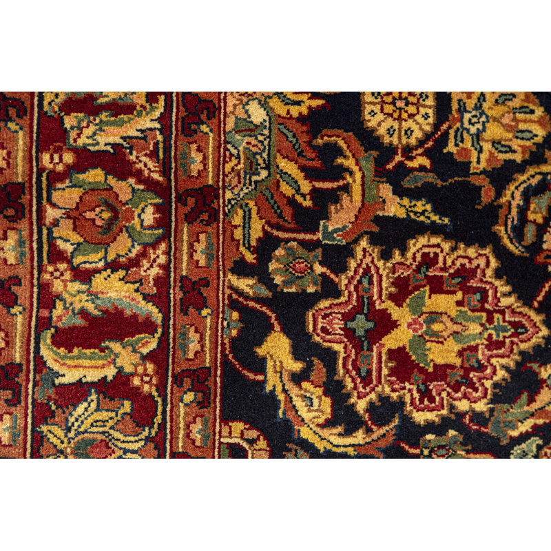 Tapis rouge et noir noué à la main de haute qualité