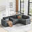 Sectional Sofas 105.5'' L-Shaped Corduroy Sofa with Storage Armrests, USB, Reversible Seats | Light Gray | Standard-714663460