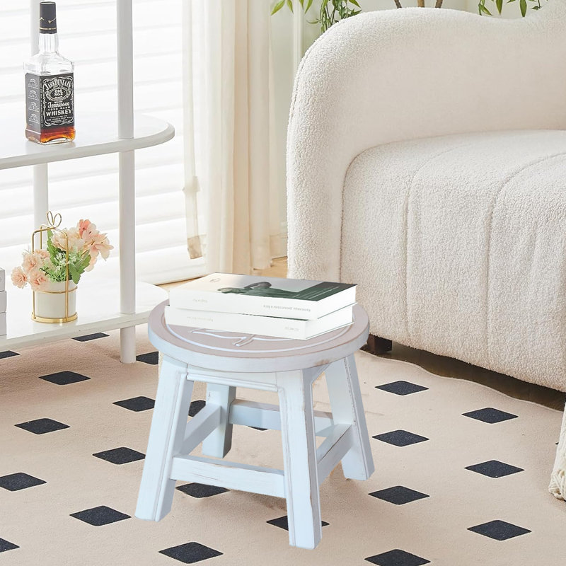 Boncile 1 - Step Wood Step Stool, White