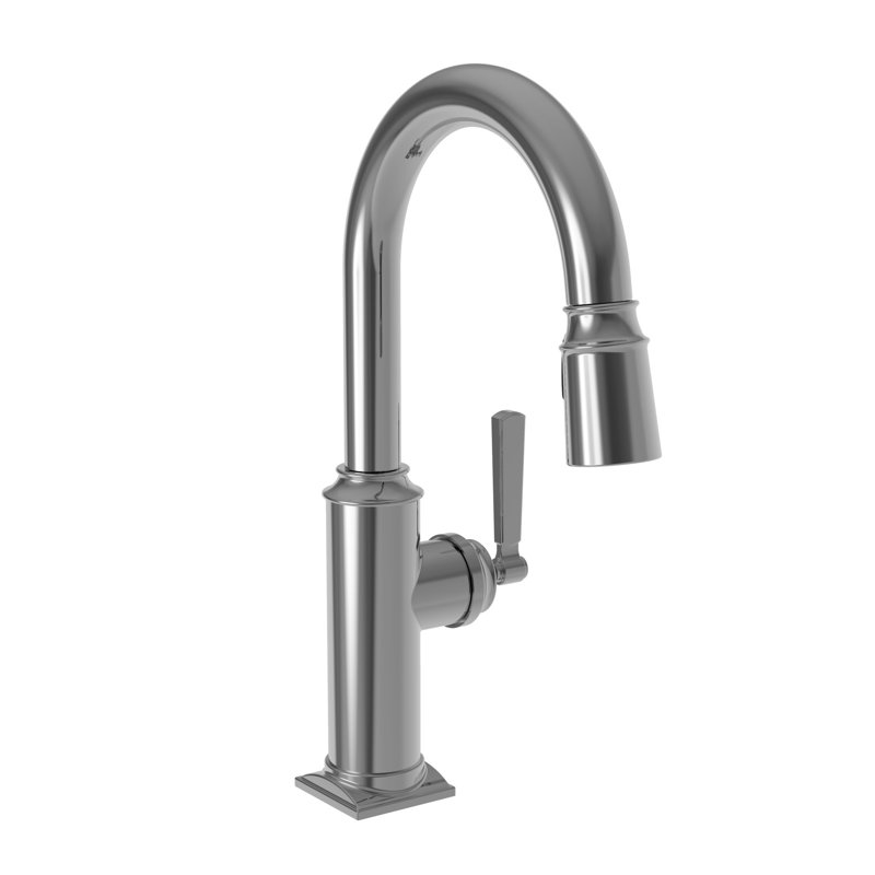 Adams Single Handle Pull Down Bar Faucet, Midnight Chrome