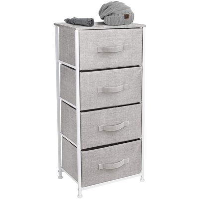 Gastineau Sorbus 4 Drawers Chest Nightstand with Steel Frame, Wood Top, & Fabric Bins