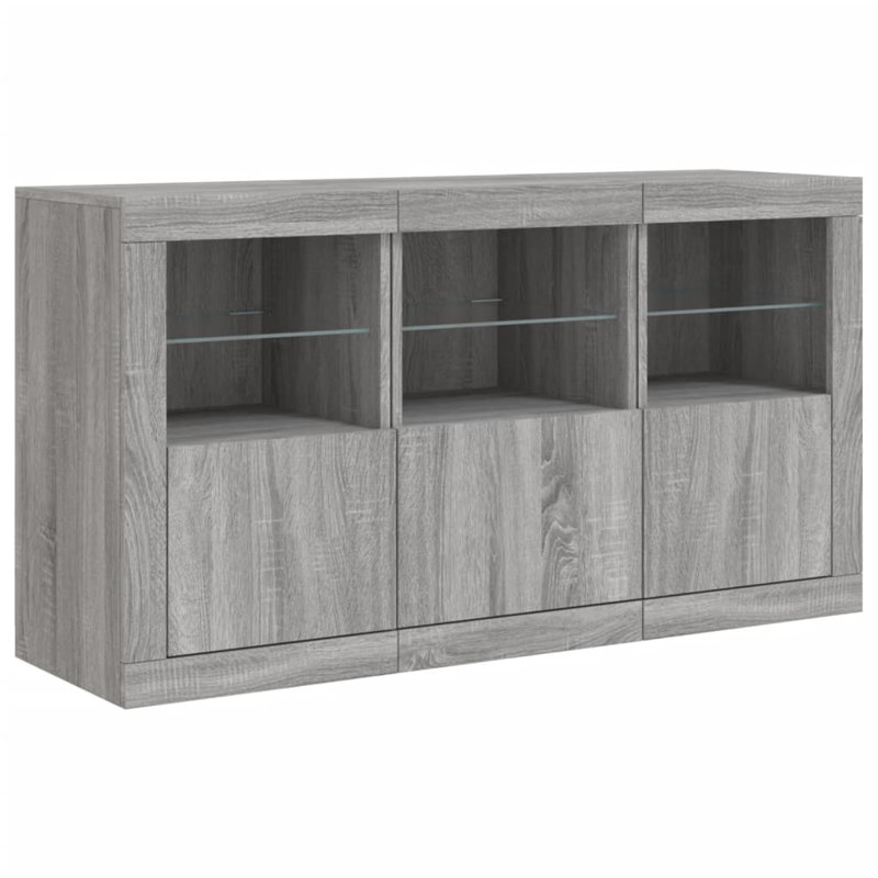 Azarriah 123 cm W Glass Sideboard, Grey Sonoma