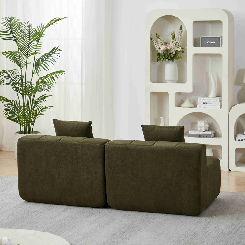 Canapé modulaire courbé Chenille, 29" H x 88" W x 33" D, Vert
