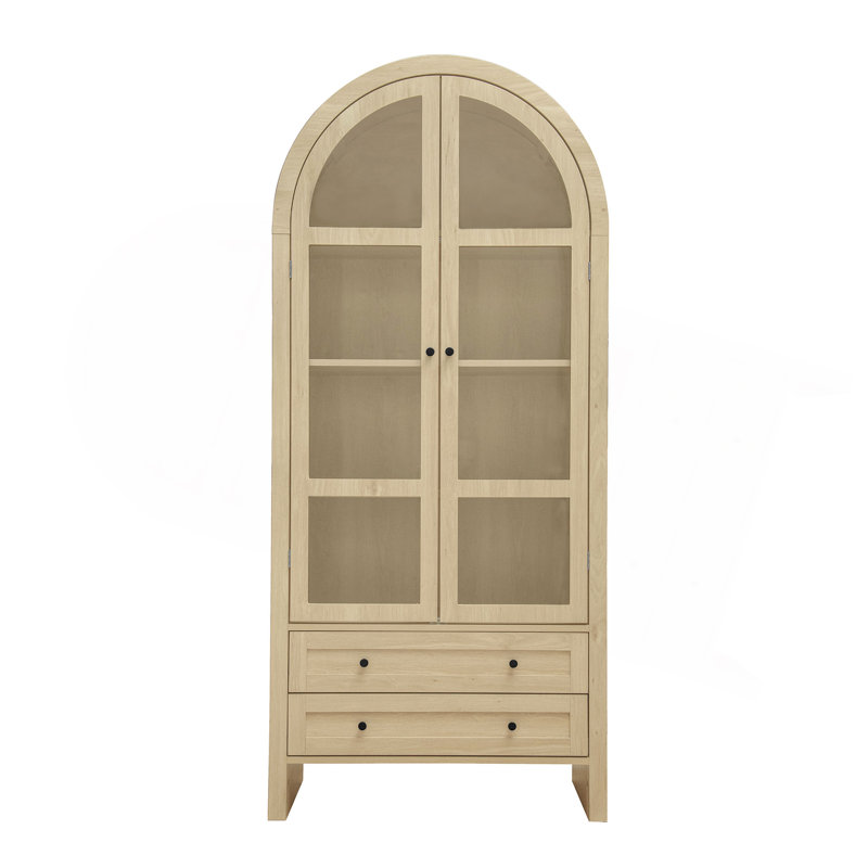 Garde-manger arqué de 70,28 po de hauteur, armoires de cuisine en bois de ferme moderne, vitrine de rangement arquée avec tablettes réglables