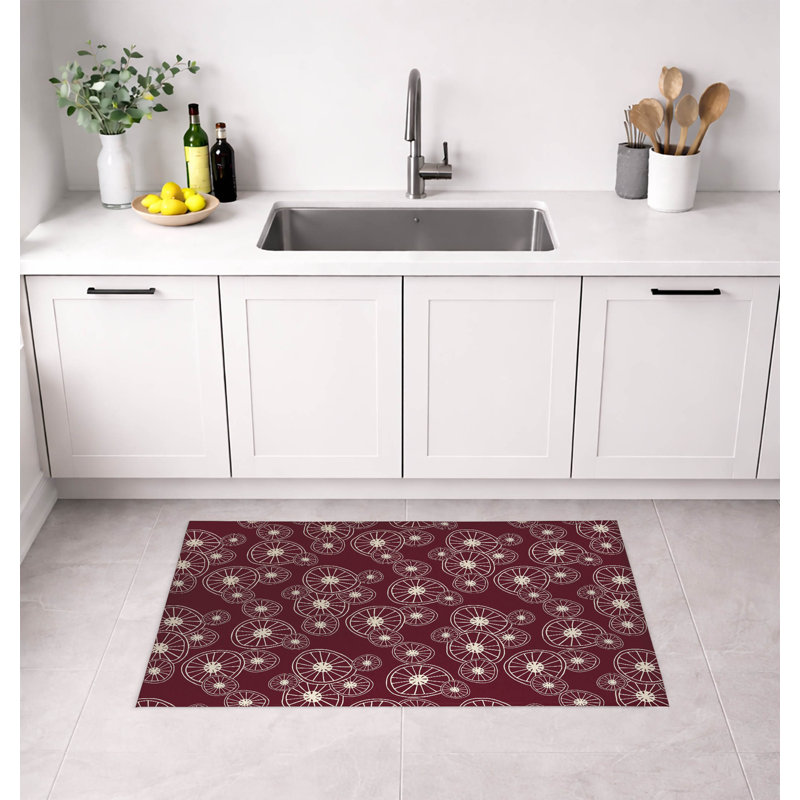 Tapis de cuisine à profil bas, Rectangle 4' x 6', Wine Floral