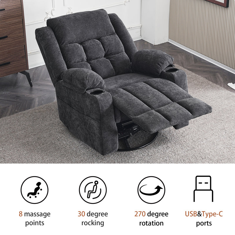 Fauteuil inclinable électrique berçant Red Rock, Gris foncé