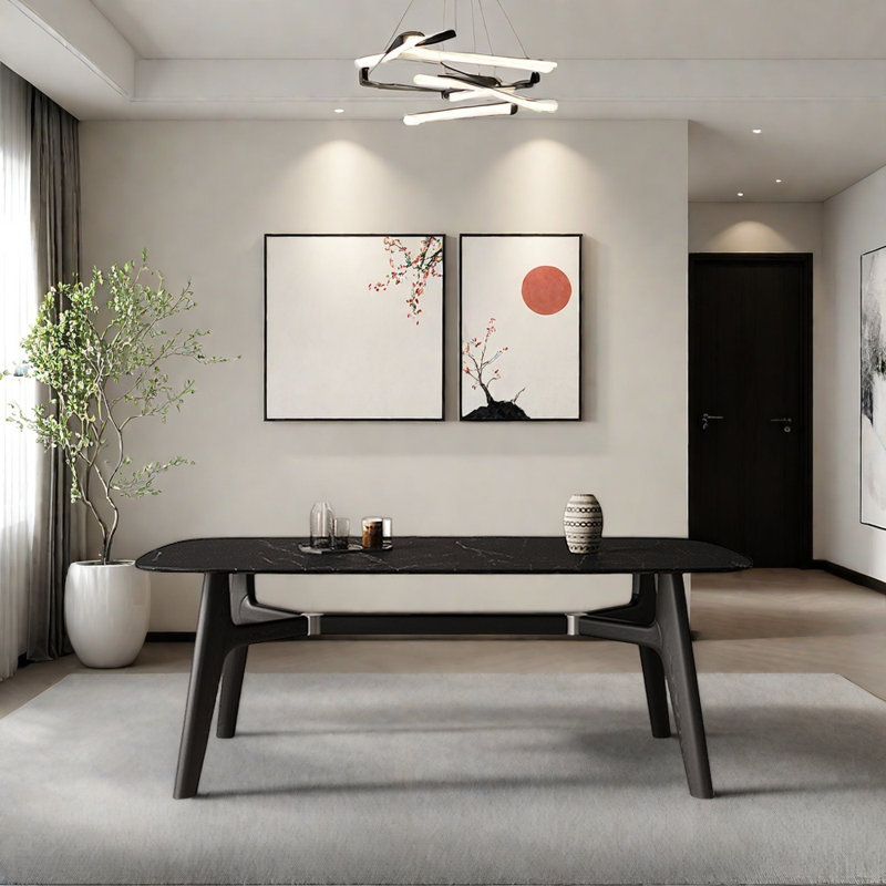 Table de salle à manger simple, Noir, noir, noir, noir, H 29,92 po x L 94,48 po x l 39,37 po