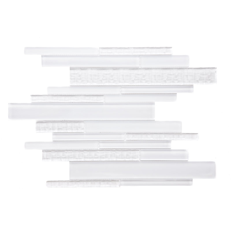 Karma Straight Edge Glass Mosaic Sheet Tile, White