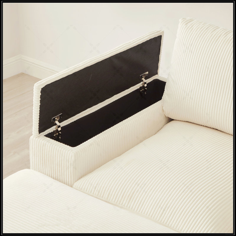 Canapé modulaire à assise profonde avec repose-pieds, revêtement en velours côtelé pour plus de confort et de polyvalence dans les espaces de vie