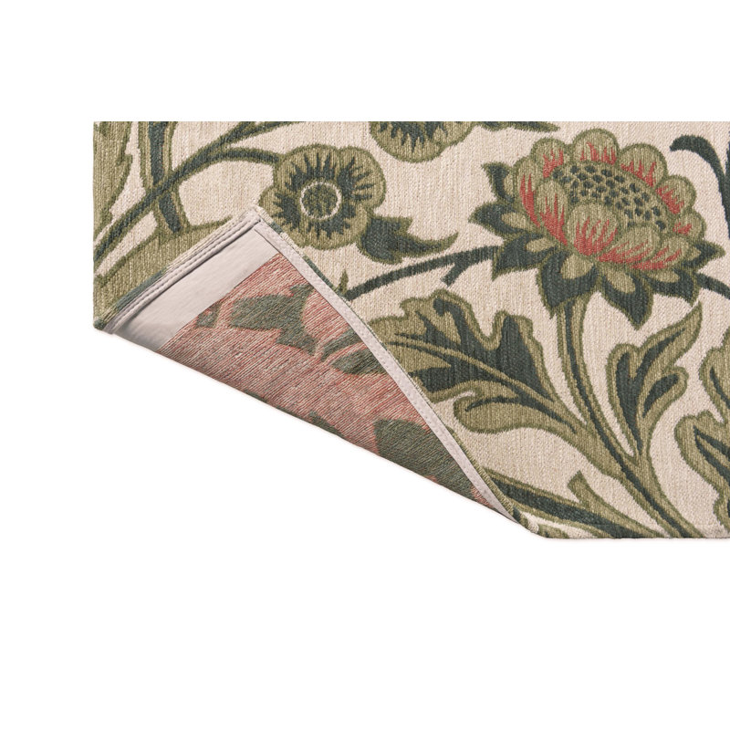 Floral Area Rug in Twining Vine Green, Rectangle 6'7" x 9'2"