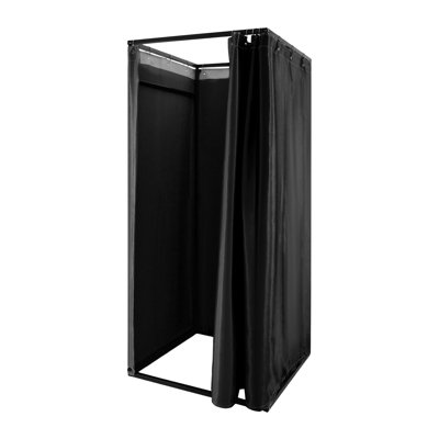 Modern Freestanding Clothing Store Temporary Changing Fitting Room With Shading Curtain Black