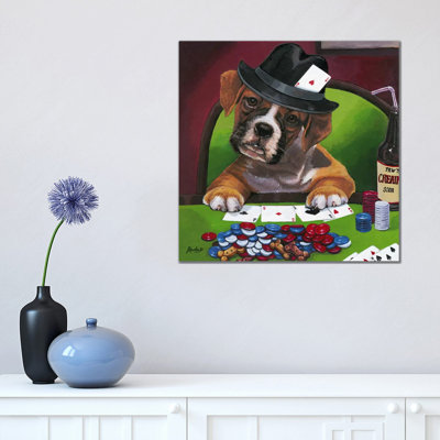 Poker Dogs Jenny Newland by Jenny Newland - Wrapped Canvas Painting