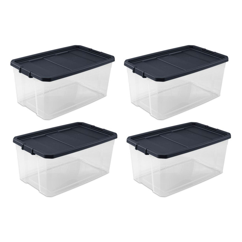 Sterilite Clear Plastic Stacking Storage Containers w/ Lid, 160 Quart, Clear/Gray