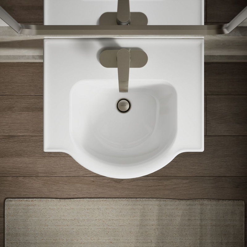 Veer™ Ceramic Pedestal Bathroom Sink with Overflow, White, 4" Centers, 35.5" H x 21" L x 18.25" W