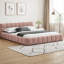 Base de lit tapissier avec tête de lit grand format, tête de lit en tissu de chenille épais, lattes de soutien en bois massif, centre de chambre moderne-786310592