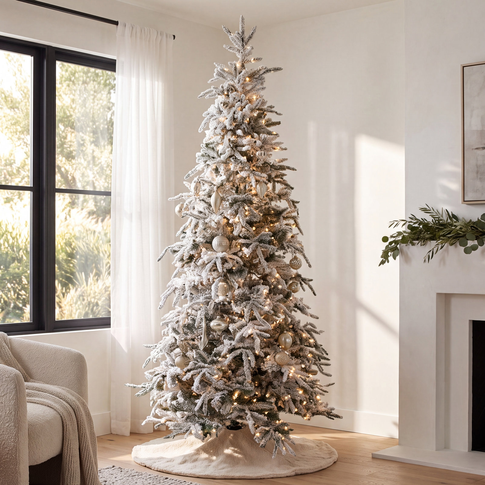 Frosted Pre-Lit Balsam Fir Christmas Tree, 7.5 ft.