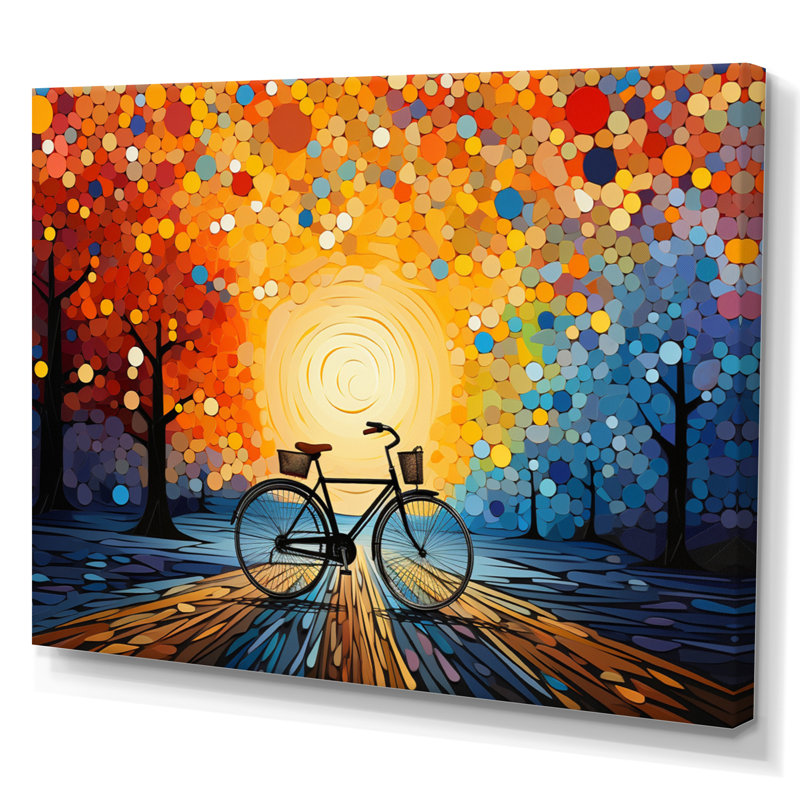 " Bicycle Harmonious Pedals Pointillism I ", Wrapped Canvas, 12" H x 20" W x 1" D