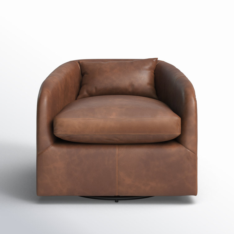 Paralimni Genuine Leather Swivel Armchair
