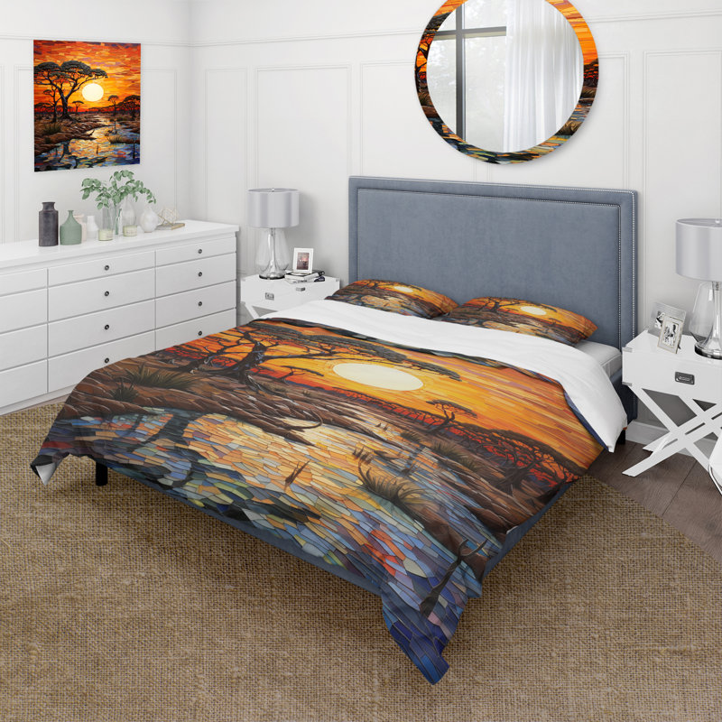 Ensemble de housse de couette Savannah Sunset In African Safari Hues 5 - Afrique