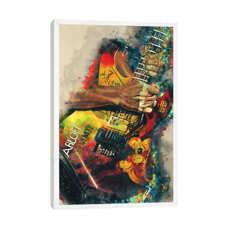 Kirk Hammett's Electric Guitar 1 Piece Wall Art on Canvas, 101.6 cm H x 66.04 cm W, White Framed