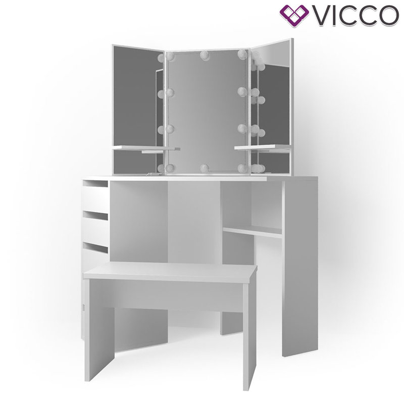 Russellville Dressing Table with Mirror, Weiß
