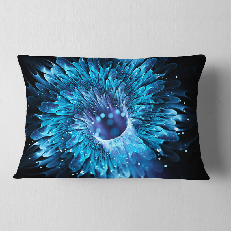 Fractale de trou de ver bleu magique - coussin imprimé abstrait