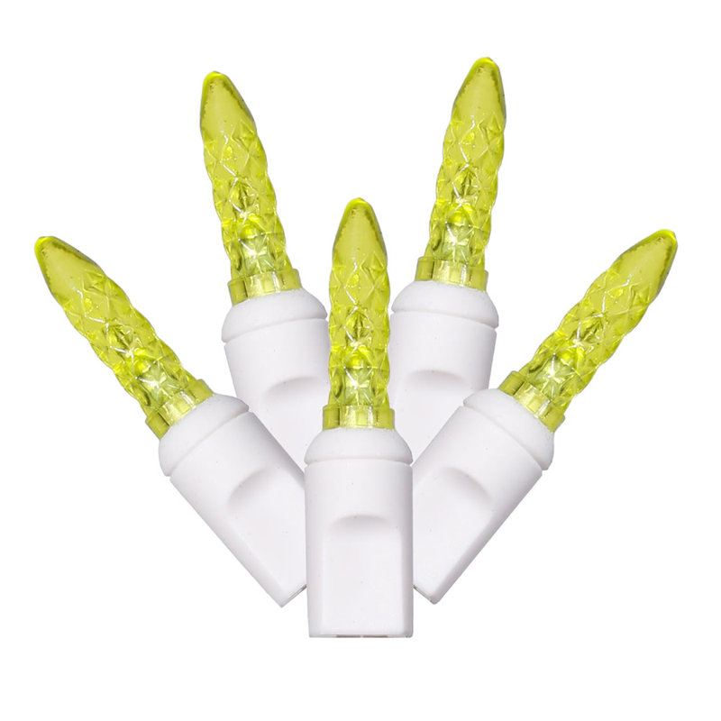 Single Mold M5 Icicle Christmas light set 9'L, Lime