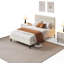 Structure de lit plateforme tapissier avec tête de lit, panneau de fibres à densité moyenne et support à lattes en bois, silencieux, facile à assembler, aucun sommier tapissier, blanc beige, noir, rose, disponible en simple TG, double, grand, très grand-794202459-794202439