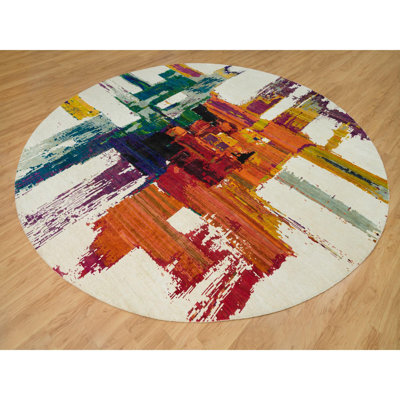 Sardil One-of-a-Kind 14' X 14' New Age Round Silk Area Rug Ivory