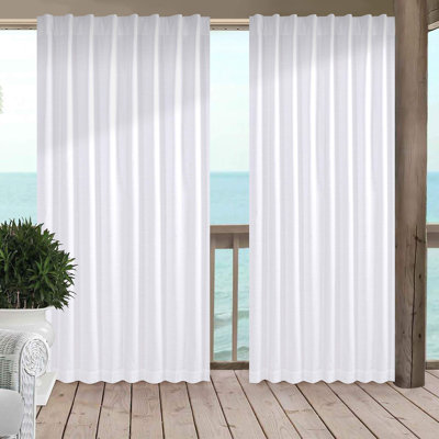 Panneaux de rideaux à pattes en coton texturé blanc (50 x 108 pouces) (Ensemble de 2)