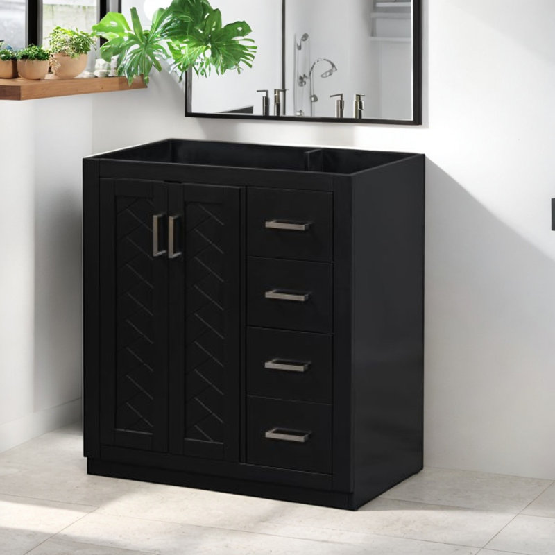 Meuble-lavabo de salle de bain 30 po sans lavabo, armoire de rangement autoportante avec 3 tiroirs et portes à fermeture douce