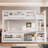 Full XL Over Queen/Full  Over Queen Bunk Bed With Ladder And Guardrails, Pegboard And Bookshelf, White-209805290-209804311