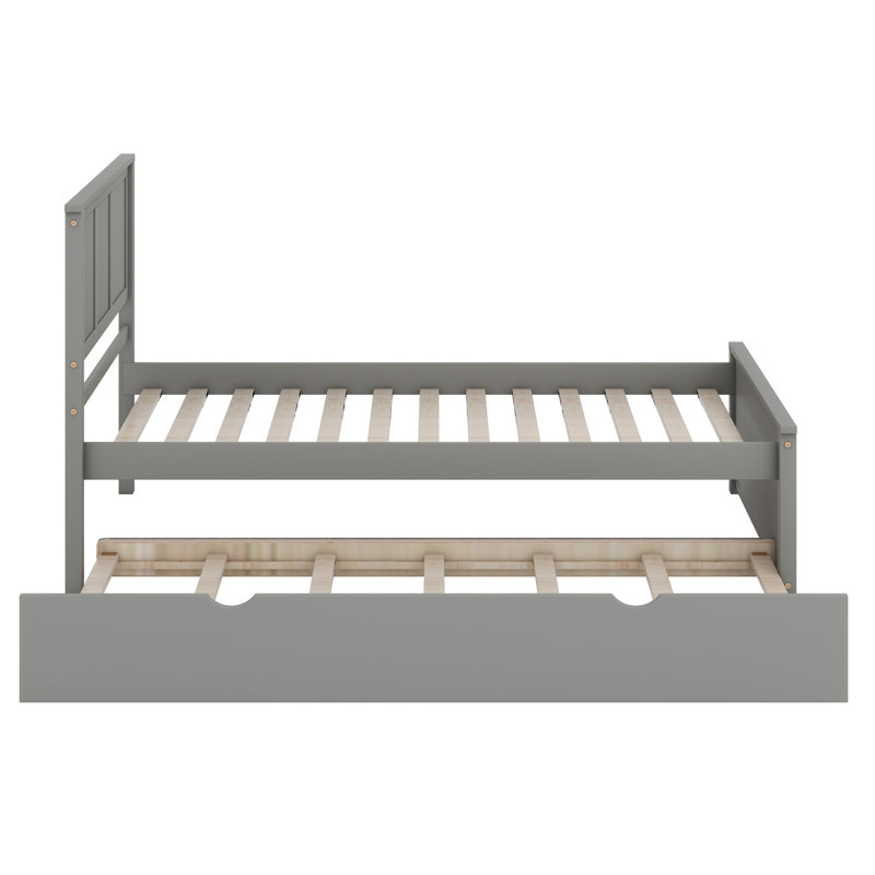 Platform Bed With Trundle, Gray