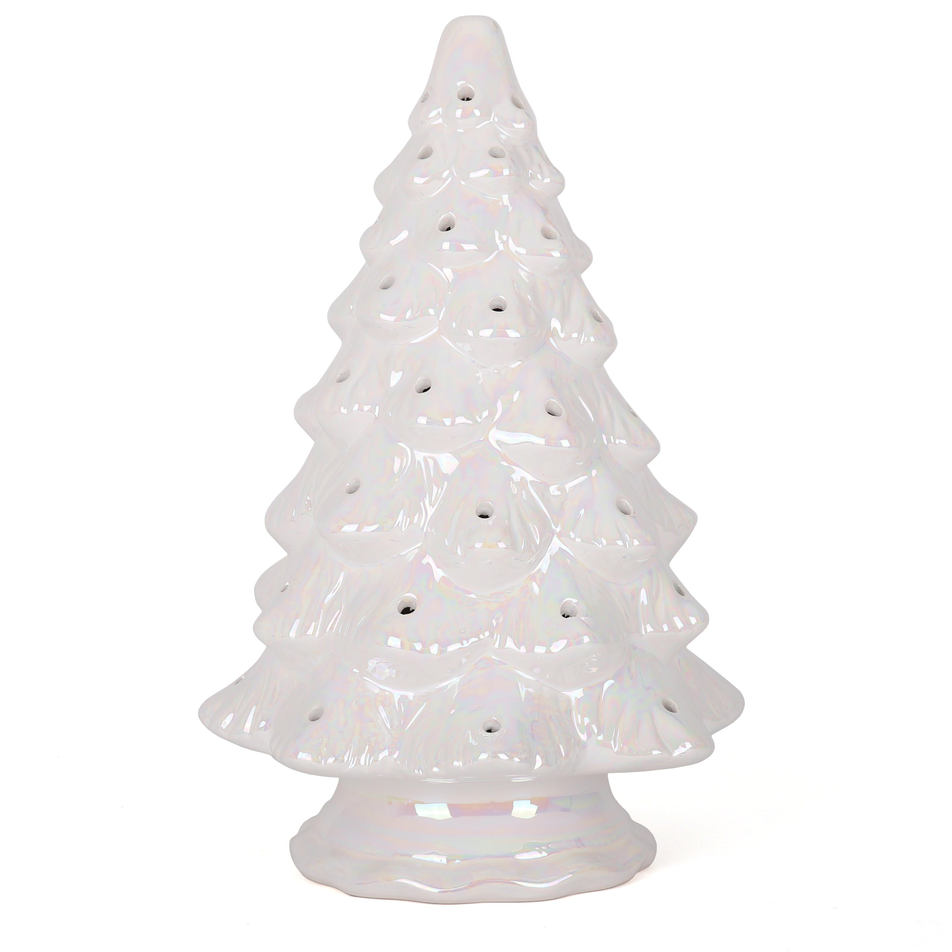 Best Choice Products 15in Ceramic Christmas Tree, Pre-lit Hand-Painted  Tabletop Holiday Tree, 2 Star Toppers, 64 Lights - White w/Warm White Bulbs