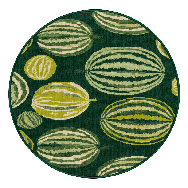  Washable Winter Melon Fruits Area Rug, Rond 4 pi