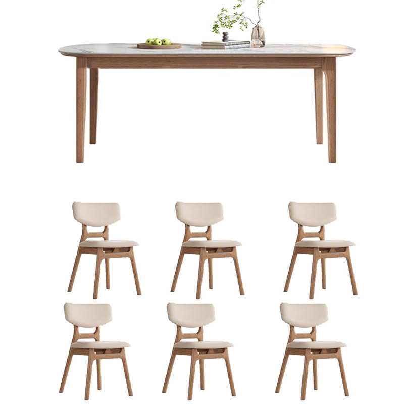 Simple sintered stone dining table set, 29.53"H x 70.87"L x 31.5"W