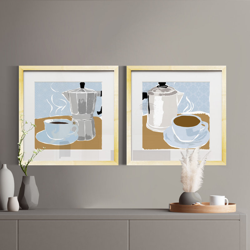Fresh coffee I-ensemble de 2 reproductions d’art sur papier encadrée