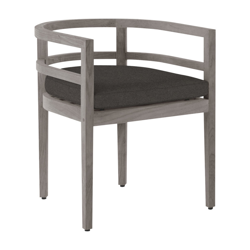 Chaise avec accoudoirs en teck Santa Barbara - Huître, Pas de soudure, Chambray Rollo, Teck huître