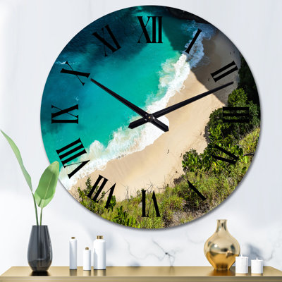 Aerial View Of Tropical Beach V - Nautical & Coastal Wall Clock